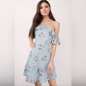 J.O.A. Strapless Floral Blue Dress